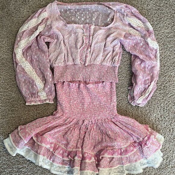 SUNDAY SAINT-TROPEZCLOE FLOWERS TOP & SKIRT PINK - Picture 6 of 6